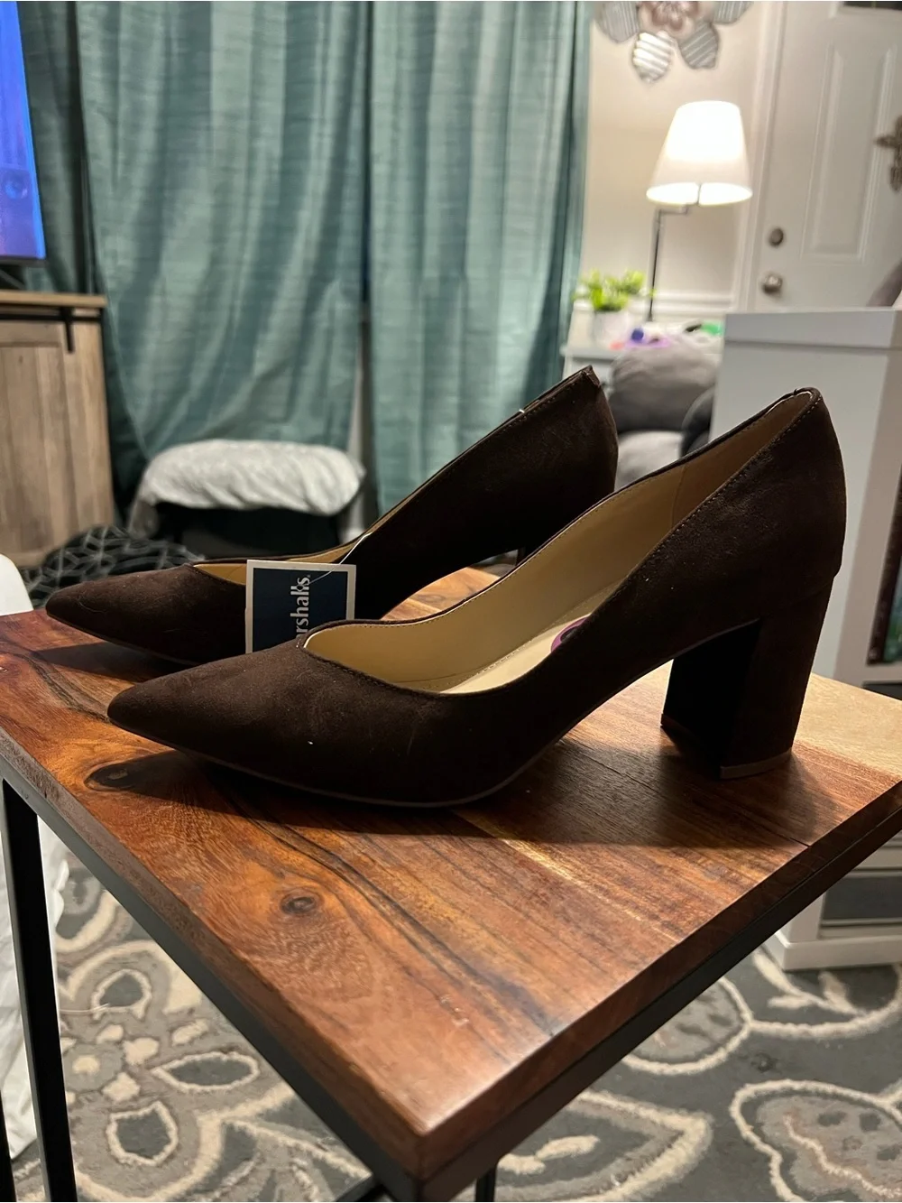 Marc Fisher Chocolate Brown Pointed Toe Block Heel Pumps NWT Size 8.5M